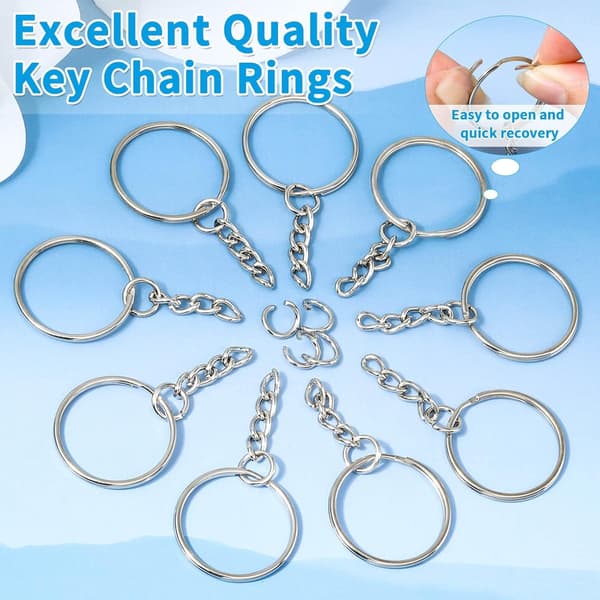 50 Pcs Keychains with Chain and 50 Pcs Open Jump Rings, Keychain Making Kit, Bulk for Keychain Making, DIY Crafts