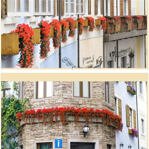 2 stk. Kunstige Rose Blomster Kunstige Hængende Kurv Plante Vinstok Falsk Silke Trækkende Blomst til Have Væg Hegn Bryllup Balkon Udendørs Indendørs Hom C Green