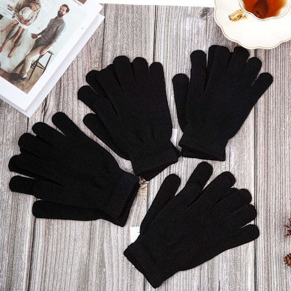 Magiske Vinterhandsker Unisex Handsker Strikkede Elastiske Votter Varme Handsker black