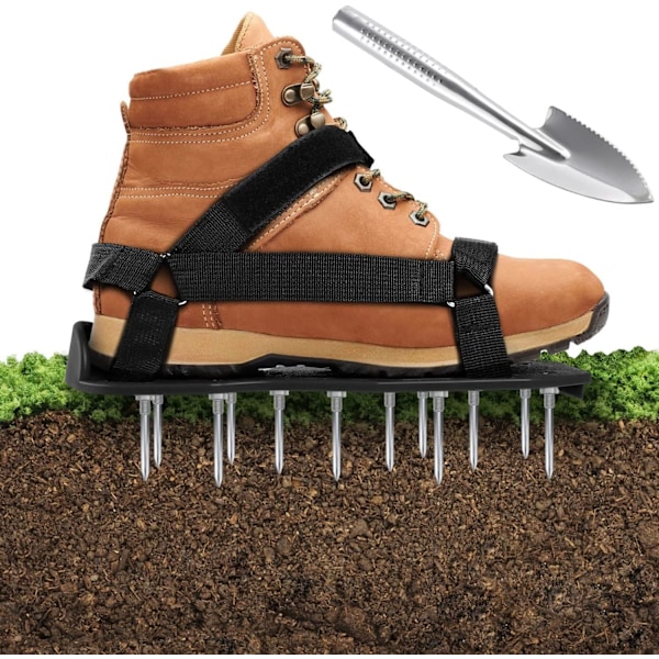Plænesandaler med rustfrit stålskovl, fri-installationssandaler med krog- og løkkestropper, kraftige piggede sandaler, One-S Black