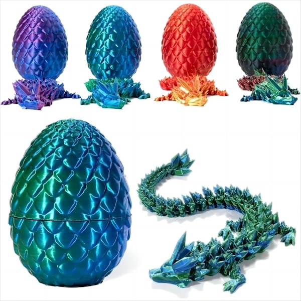 3D-printad drake med överraskningsägg, dekorativt påskäggsfyllmedel, påskgåva för pojkar barn heminredning, exekutiv drak-fidgetleksak för bord (Grön) green