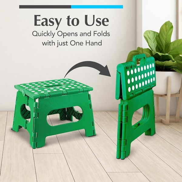 Fällbar pall - Den lätta pallen är robust nog att stödja vuxna och säker nog för barn. Öppnas enkelt med ett enda flipp. Perfekt för Green 9Inch  2PACK
