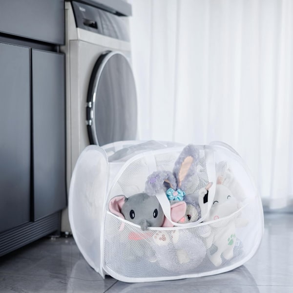Pop-up Laundry Basket, Foldable Mesh Laundry Hamper, Collapsible Pop-up Laundry Basket