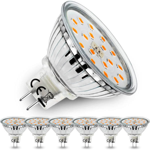 6X MR16 LED-lamput lämpimän valkoista, GU5.3 LED-valonlähteet, 2-napaiset spottilamput 12V, 5W energiansäästölamput korvaavat 45W halogeenilamput Warm White 6 Count (Pack of 1)