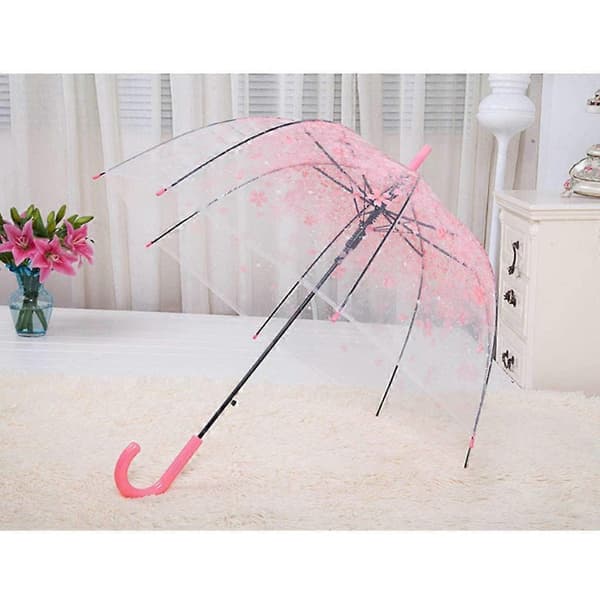 Transparent Paraply Dome, Vindtät Lättvikt (Rosa)