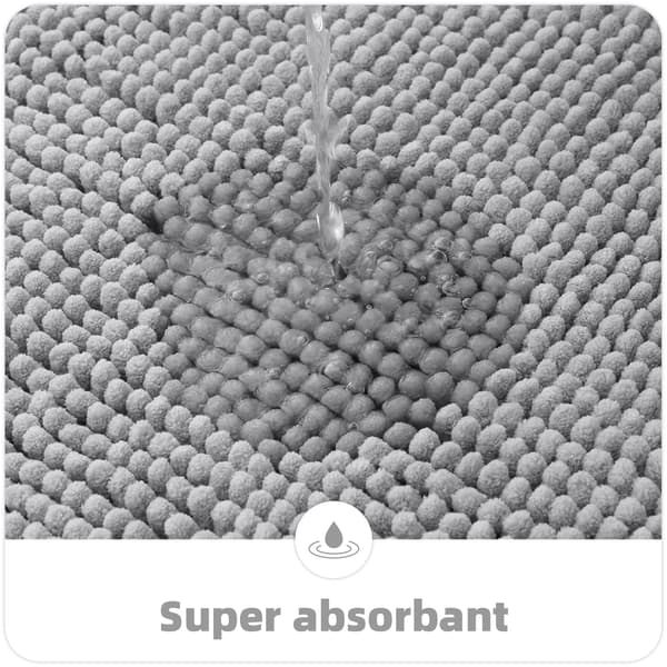 Chenille Bademåtte - Skridsikker - Blød - Absorberende - Vaskbar - Til Badeværelse - 40 x 60 cm