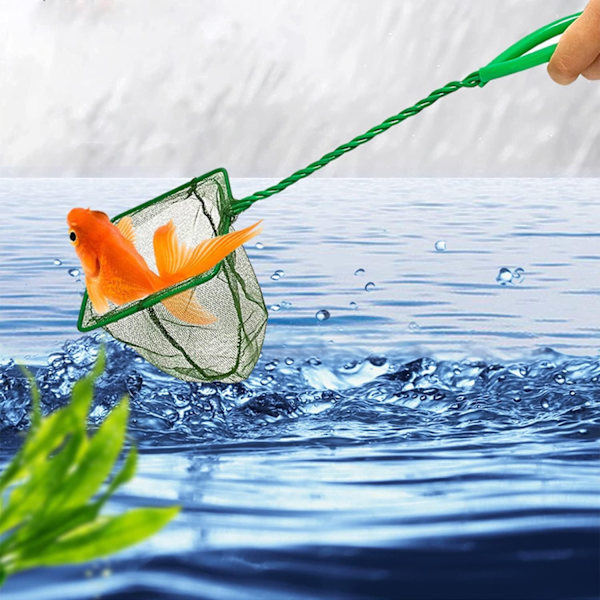 Aquarium Net, 25 cm Handle, Quick Catch Net for Small Fish or Debris (Green)