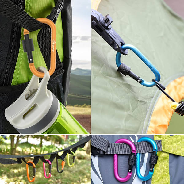 Låsekarabiner, Premium Aluminiumlegering D-Ring Karabinhager Nøglekæde Klip Krog til Camping, Vandring, Rejser, Fiskeri, Rygsæk 8 Colors