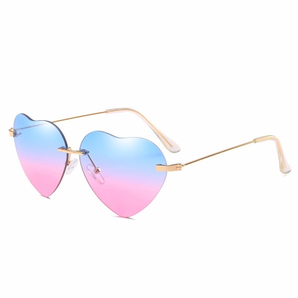 Solbriller Hjerteformede solbriller for kvinner blå og rosa