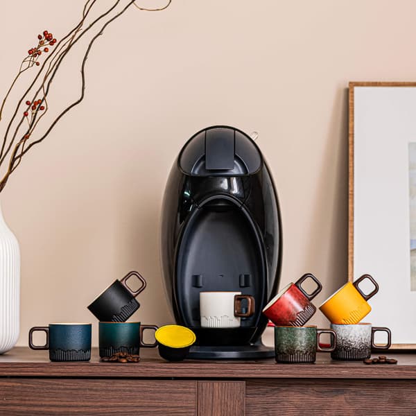 Espressokoppset, 59 ml keramiska espressokoppar, demitassekoppar för te eller kaffe (grå)