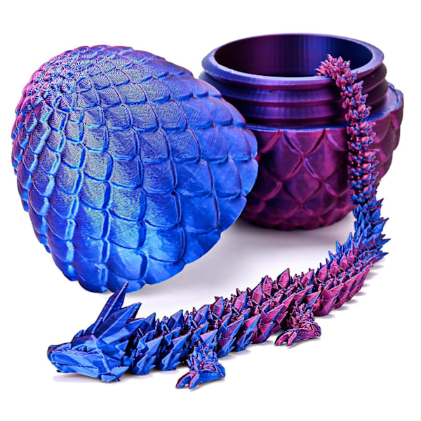 3D-printad drake med överraskningsägg, dekorativt påskäggsfyllmedel, påskgåva till pojkar barn heminredning, exekutiv drake fidget bordsleksak (Lila) Purple