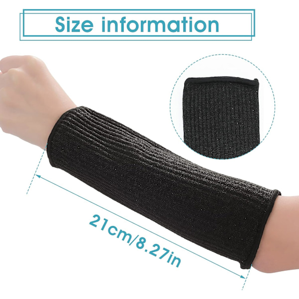 2 par kuttbestandige ermer for arm arbeid, arm beskyttelse ermer nivå 5 beskyttende arm ermer varmebestandige ermer beskyttere for tynn hud Grey/Black