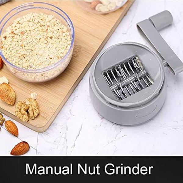 Manuell nøtte-kvern med håndsveiv - Nøttehakker, peanøttkvern, tørket fruktknuser for ulike nøtter til baking, for kjøkken Transparent, Grey