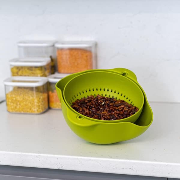 Colander Food Strainer Multifunctional Kitchen Drain Basket Set with Removable Bowl