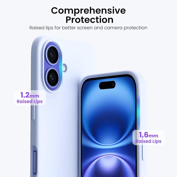 iPhone 16 Case 6.1\", Thin Liquid Silicone 3 Layers Full Coverage Soft Gel Rubber 16 Mobile Phone Case Cover 6.1 inch - Baby Blue