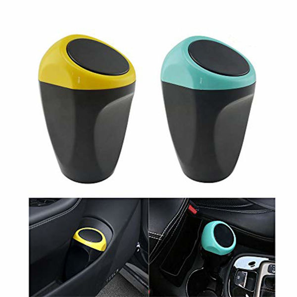 2 kpl automaattista roskakoria, miniroskis, pöytäroskis, jäteastia autoon, kotiin, toimistoon (keltainen, sininen) Blue