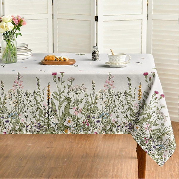 Rektangulær dug til forår og sommer, dug med vilde blomster