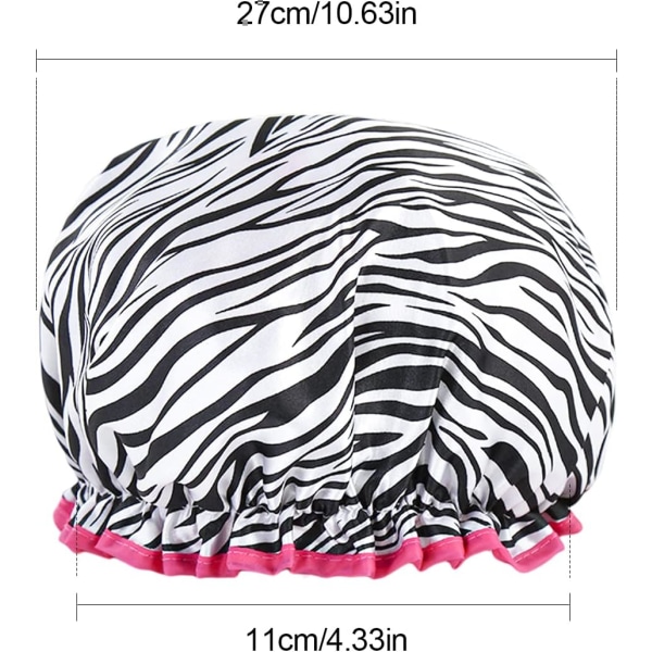 e Dobbelt Tykk Dusjhette - Vanntett og Trendy Zebra Design - Perfekt for Bading og Dusjing - 1 Stykke Zebra