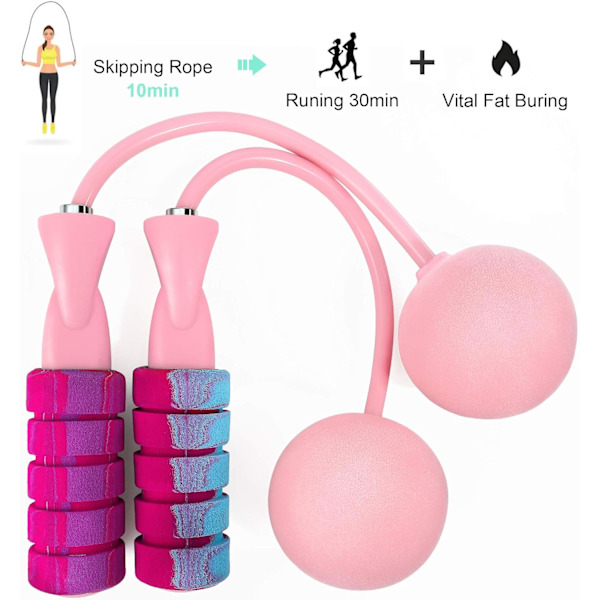 Hopprep, träningsrep utan hopprep för fitness, justerbart viktat sladdlöst hopprep för män, kvinnor och barn Pink+Blue
