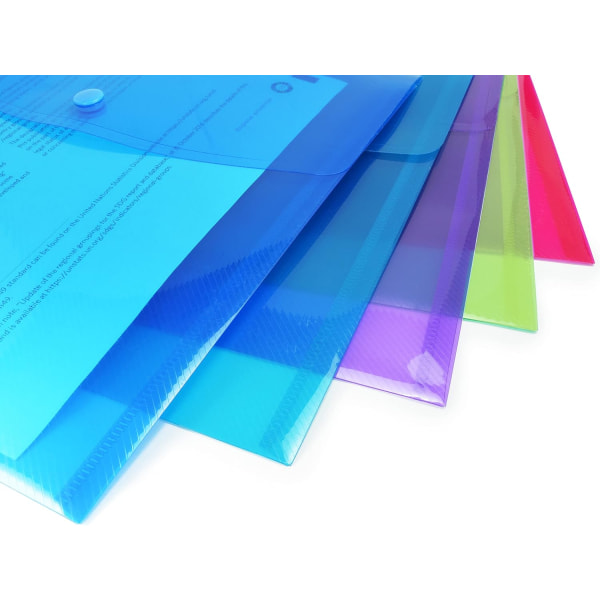 1665 Popper-kansiot, A4+, lajiteltuja läpinäkyviä värejä, 10 kpl:n pakkaus Transparent Assorted Colours Pack of 10