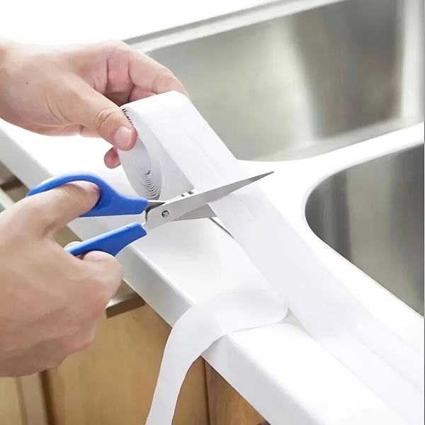 Bad Dusj Vask Badetetning Stripe Tape Hvit PVC Selvklebende Vanntett Veggklistremerke For Bad, Vask, Badekar, Toalett