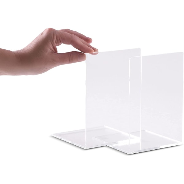 Sæt med 2 akryl bogholder gennemsigtige bogstøtter 12*12*17,5 cm tykkelse 3 mm