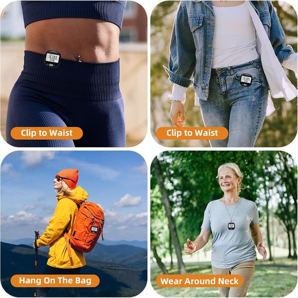 Pedometer with 3D Larger Display for Accurate Step Tracking Portable Sports Pedometer with Detachable Clip 7-Day Data Logging