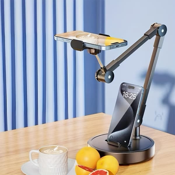 Sustainable Adjustable Iron Phone and Tablet Holder | Multi-Angle Desktop Stand for Video Recording | Multifunctional Mobile Phone Holder