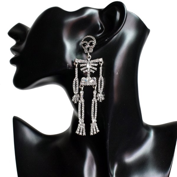 Halloween Skeleton Korvakorut Pitkä Spooky Skull Skeleton Dangle Korvakorut Strassikivijuhlatarvikkeet Naisten Tytöille