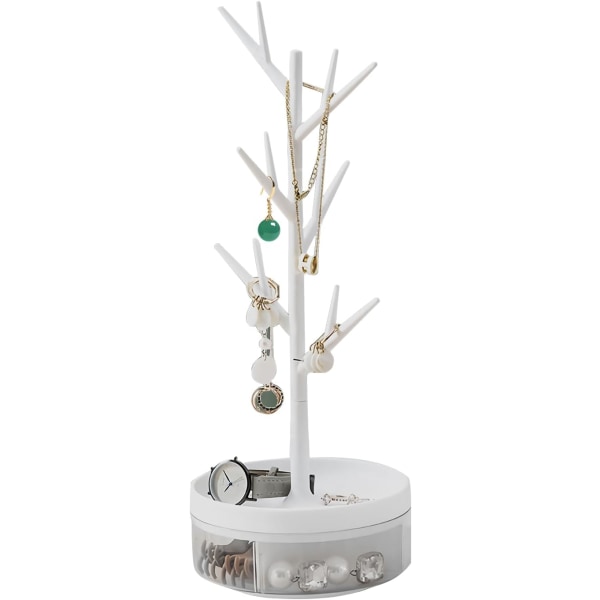 Smykkestativ 3 i 1 smykketre Halskjede Armbånd Display Holder Smykkeorganisator Stativ for Halskjeder Armbånd Ringer Øredobber og Wat White