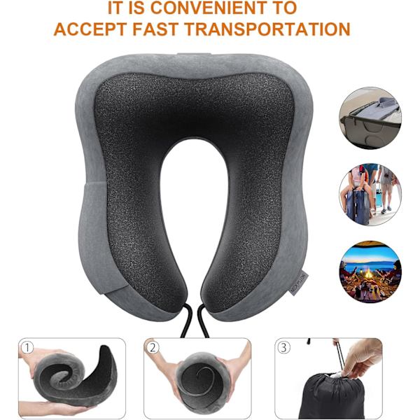 illow Memory Foam Nakkepute Lettvekt Hurtigpakke for Flytog Bil Nakkestøttepute for Reise Camping (Mørkegrå) Dark Grey U Design Neck Pillow