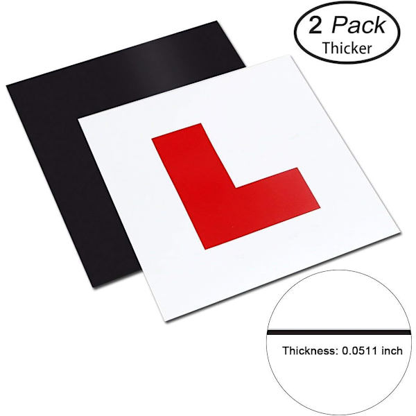Fuldt magnetiske billån L-plader Rød L-plade 2-pak til bil Magnetisk ekstra tyk stærk elevplader, ingen smeltning Ingen blæsning af let at flytte uden Sc Red 1.3mm thickness