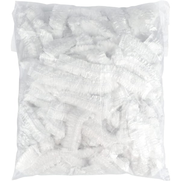 100 stk. engangshætte til brusebad - 44 cm elastisk badehætte i plastik - vandtætte hårhætter til hjemmebrug, hotel, spa og frisørsalon Clear white 44 cm (Pack of 100)