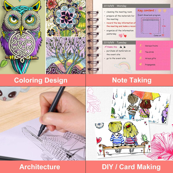 Fineliner-penne, 24 lyse farver Fineliner-penne Farvede penne til Journaling Note Taking Writing Drawing Coloring Planner Kalender, Kontor Skole Te