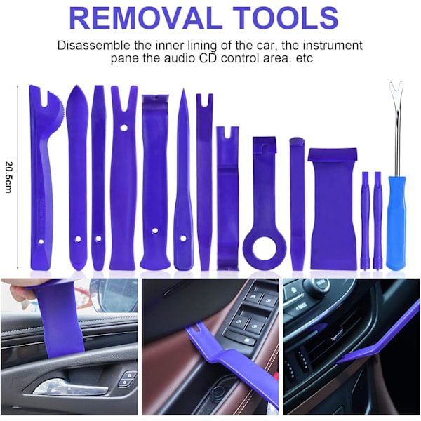 14PCS Bil Auto Trim Demontering Kits, Verktygssatser för Bilradio Dörr Instrumentbräda Installation, Plast Pry Verktyg, Bilpanel Dash Interiör Tillbehör #7 14pcs Blue