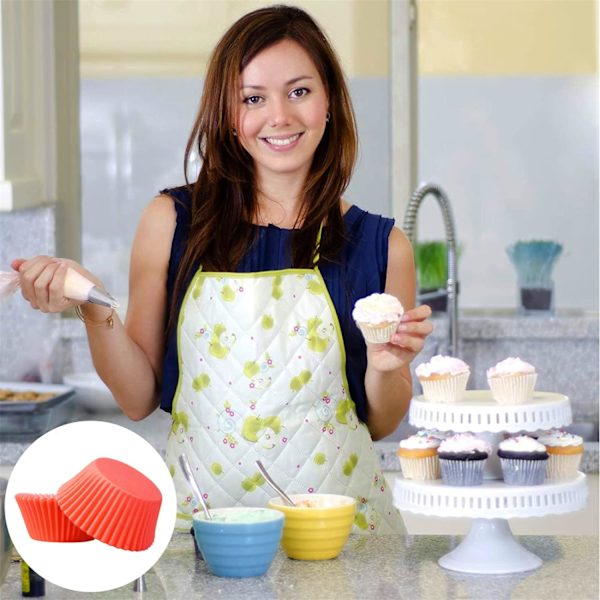 Røde papirkageforme til cupcakes, King Charles kroningsdekorationer, bageforme, cupcakeforme til bagning, mini muffinforme, muffinforme, pap Red