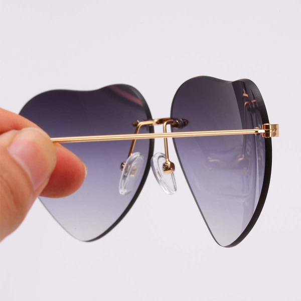 Solbriller Dame Hjerteformede Solbriller Svart Lens+gull Innfatning