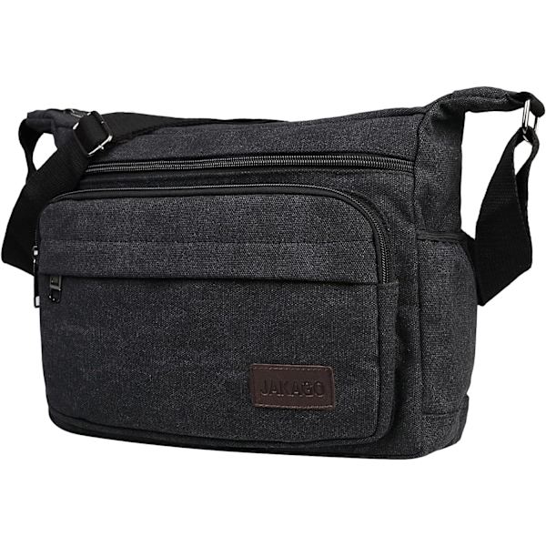 Vandtæt Messenger Skuldertaske 13 Tommer, Multi Lommer Lærred Crossbody Taske til Mænd, Casual Letvægts Taske til Udendørs Fiskeri Camping Black