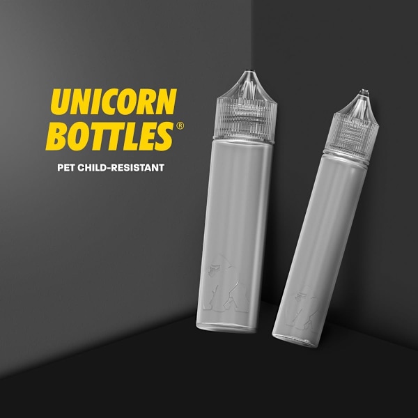 V3 10ml PET Plast Unicorn Flasker for Væske - Tomme Dråpeflasker - 20x 10ml (Klar Flaske med Klar Lokk) Clear Bottle With Clear Cap
