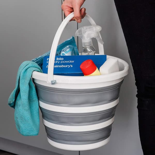 Collapsible Bucket - Large 10L Capacity Sturdy Foldable Silicone Water Bucket with Comfortable Grip Handle