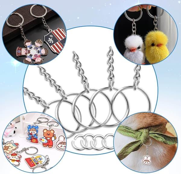 50 Pcs Keychains with Chain and 50 Pcs Open Jump Rings, Keychain Making Kit, Bulk for Keychain Making, DIY Crafts