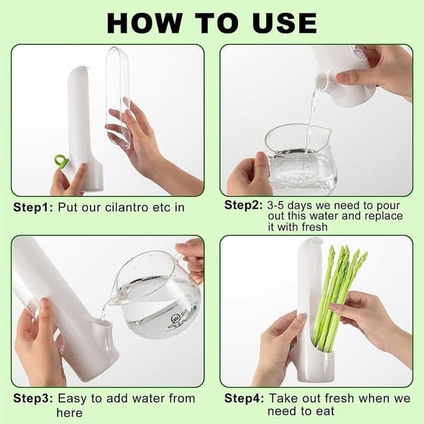 4-pack Herb Keepers for Refrigerator, Herb Storage Pod, Vegetable Preserver Bottle, Fresh Herb Keeper for Cilantro, Mint, Parsley, Asparagus