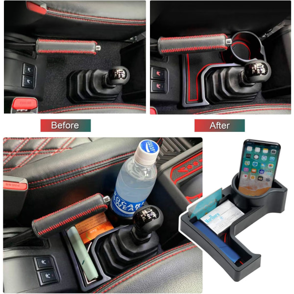 Bilarmstödsorganisatör för Jimny (automatisk växellåda), Jimny mittkonsol armstödsbricka låda, automatisk bil Jimny AT tillbehör förvaringslåda mittarmlän Red Automatic Transmission