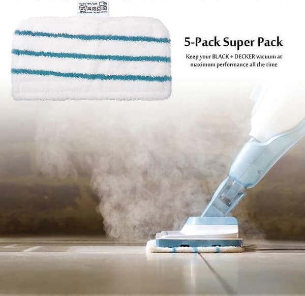 5-pakning Mikrofiber Erstatningsrengjøringsputer for Black & Decker Dampmopp