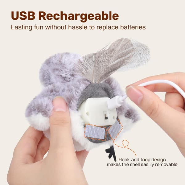 Cat Toy, Bird with Flapping Wings, Realistic Small Sandpiper, Interactive and Rechargeable Toy for Cat Exercise