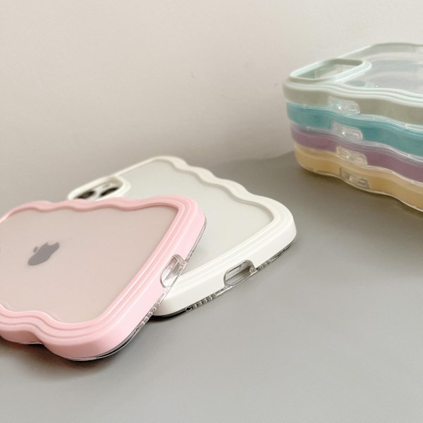 Case, Cute Wavy Frame Clear Case, Transparent Soft Silicone Protective Phone Cover for iPhone 15 Pro Max - Rose
