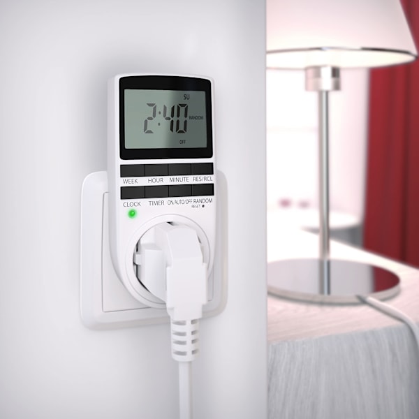 Digital Timer - 2.1\" 5.3cm LCD-skärm - 3680W - Digital Timer med 10 Konfigurerbara Program - Batteribackup - Slumpmässig Omkoppling - Barnsäkerhet