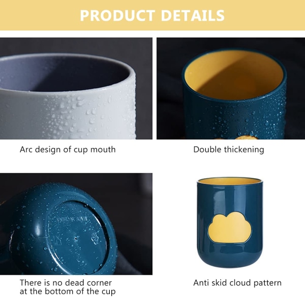 Tannbørstekopp, 4 deler Munnvannskopper Gjenbrukbare plastglass Skymønsterdesign for badekjøkken (4 farger) Stilig design