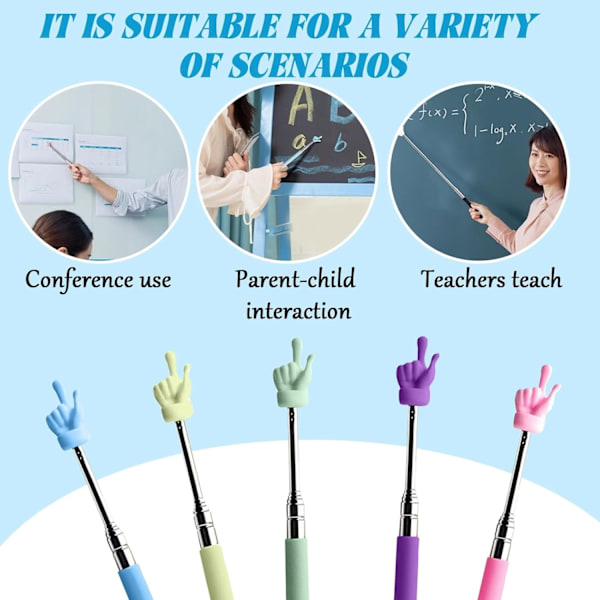 Telescopic Teacher Pointer Extendable Pointer Finger Pointer Mini Classroom Pointer for Teachers (Blue)
