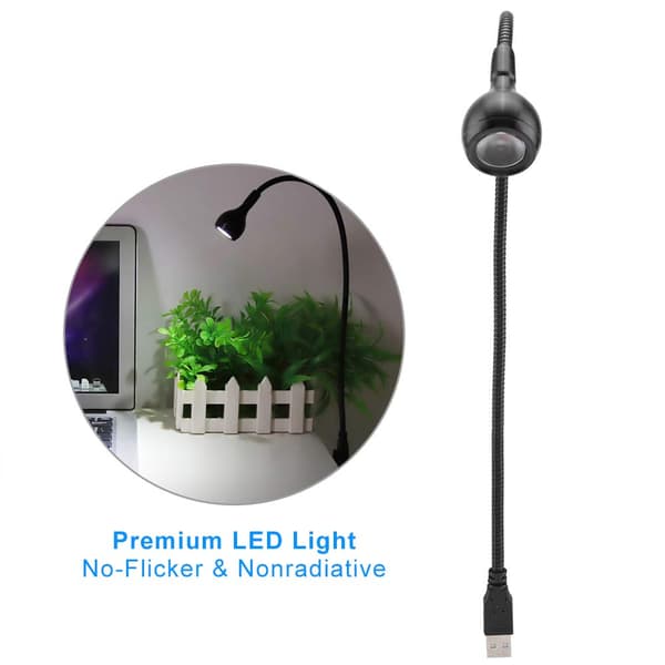 Til Computer Tastatur PC Notebook Laptop Fleksibel Hals Bordlampe Bærbar USB LED Lamper til Bordlys Skrivebord, God til Natstudier (Varm Hvid-b)